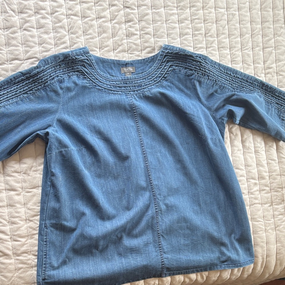 Martha Stewart Women's Blue Denim Blouse